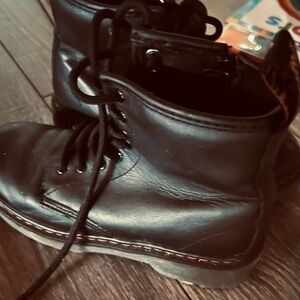 Black Leather Lace-Up Boots